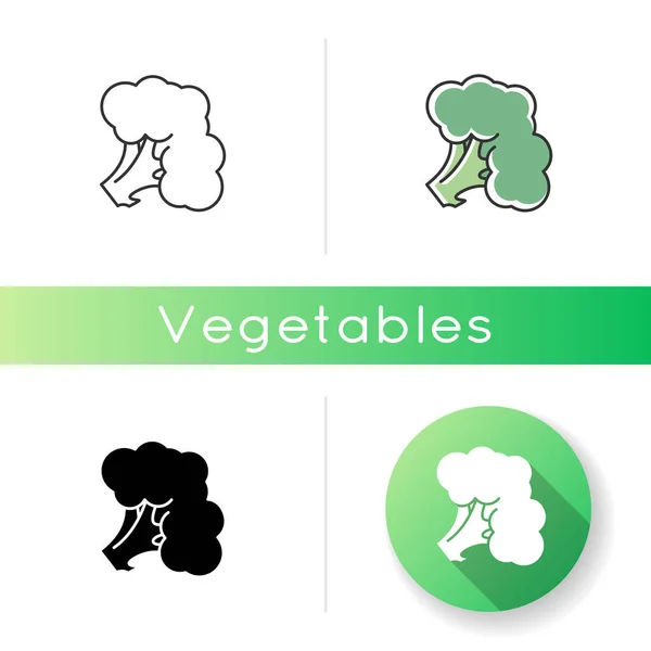 Icono Brócoli Vegetales Frescos Vitamina Vegetariana Entera Cosecha Producto Tienda — Vector de stock