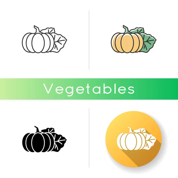 Icône Citrouille Légumes Frais Saison Gourde Nutritive Marché Agricole Végétal — Image vectorielle