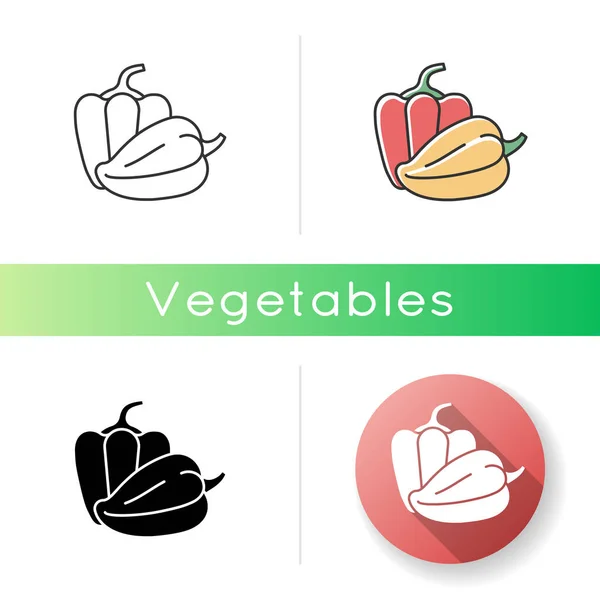 Icono Capsicums Pimienta Búlgara Para Cocinar Alimentos Saludables Vegetales Frescos — Vector de stock