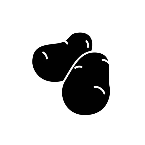 Glyphe Noir Pomme Terre Icône Légumes Frais Pour Préparer Une — Image vectorielle