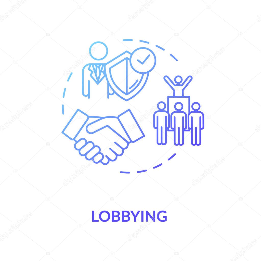 Lobbying concept icon. Social interest representation idea thin line illustration. Government persuasion. Legislators agreement. Vector isolated outline RGB color drawing