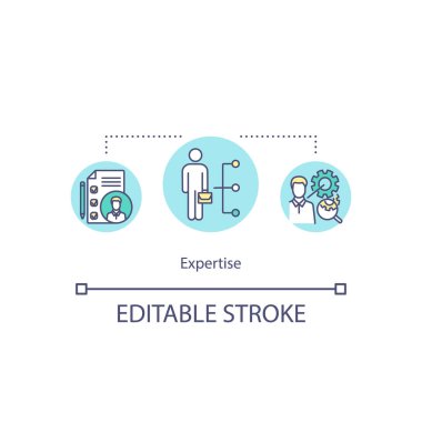 Uzman konsept simgesi. Yetenek geliştirme ve profesyonel, büyüme fikri ince çizgi çizimi. Eleman yeterliliği, uzman danışmanlık. RGB renk çizimi. Düzenlenebilir vuruş