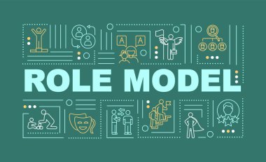 Role model word concepts banner. Inspiring for personal, professional growth. Mentoring infographics with linear icons on green background. Isolated typography. RGB color illustration clipart