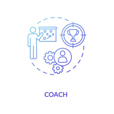 Koç konsept ikonu. Profesyonel akıl hocası, eğitim uzmanı ince çizgi çizimi. Profesyonel ve kişisel gelişim öğretmeni. izole edilmiş RGB renk çizimi