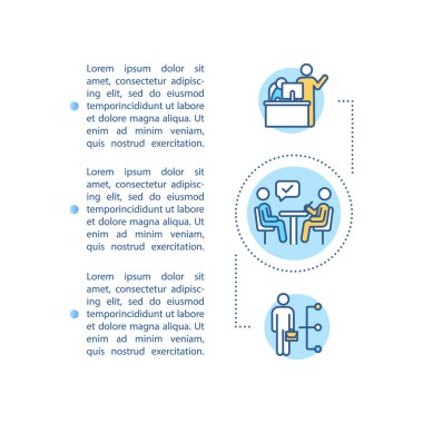 Metinli kurumsal yönetici konsept simgesi. Liderlik. Personel eğitimi. İkinci sınıf PPT sayfa şablonu çalıştırılıyor. Broşür, dergi, kitapçık tasarım ögesi doğrusal çizimler