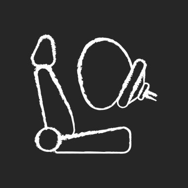 Siyah arkaplanda hava yastığı beyaz tebeşir simgesi. Kaza koruması, güvenlik önlemi. Hayat sigortası, yaralanma önleme. Sürücü koltuğu ve tetiklenen hava yastığı izole vektör karatahta illüstrasyonu