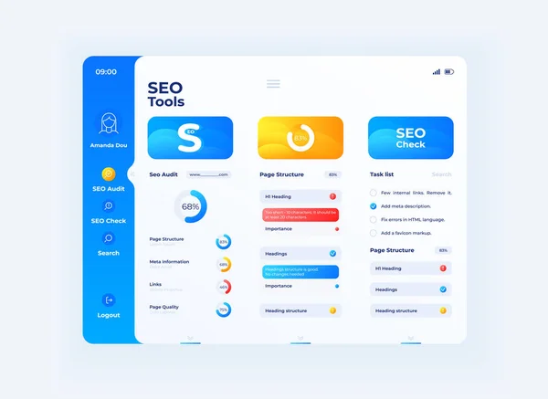 Seo Diagramme Tablet Schnittstelle Vorlage Gestaltung Der Mobilen App Seite — Stockfoto