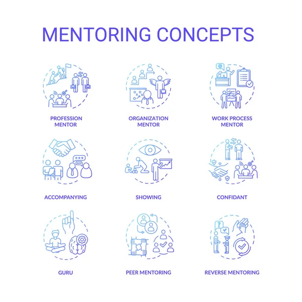 Mentoring Concept Icons Set Personal Professional Growth Idea Thin Line — Stock Photo, Image