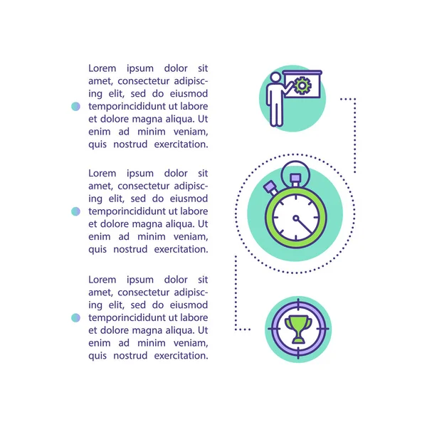 Long time goal concept icon with text. Deadline for project. Working period for corporate job PPT page template. Brochure, magazine, booklet design element with linear illustrations