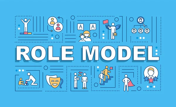 Role model word concepts banner. Professional expertise. Parenthood experience. Infographics with linear icons on blue background. Isolated typography. Vector outline RGB color illustration