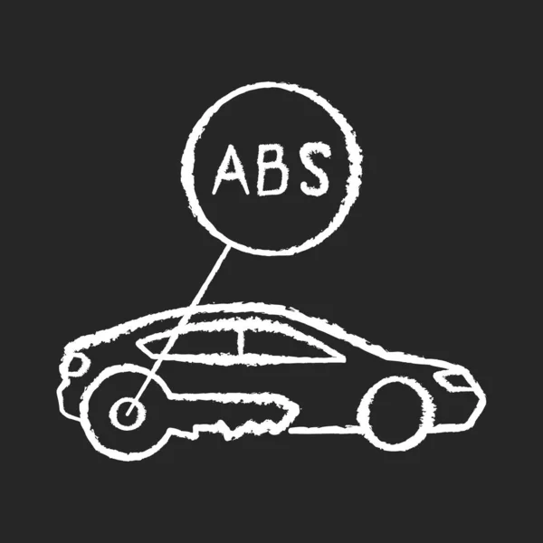 黒の背景にアンチロックシステムチョークホワイトアイコン 安全運転 自動車の安全対策 車の安全対策 スマートブレーキブロッキング技術絶縁ベクトルチャークボードイラスト — ストック写真