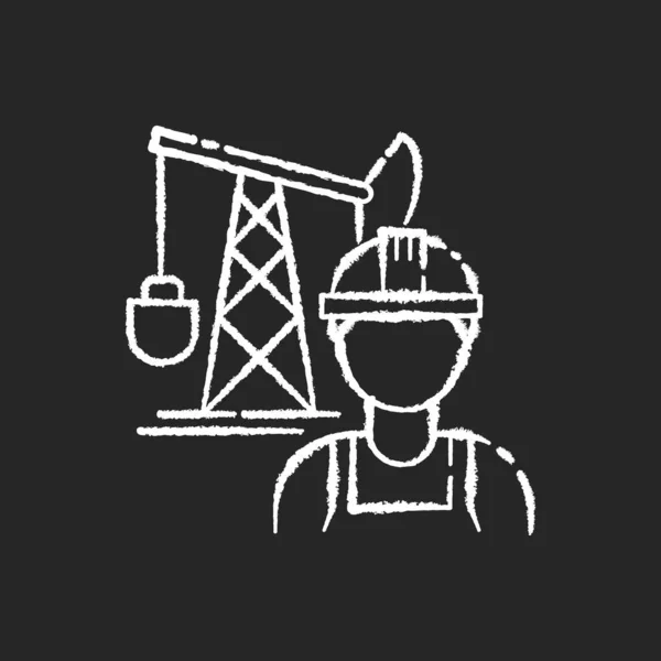 Petroleum Ingenieur Krijt Wit Pictogram Zwarte Achtergrond Professioneel Werker Voor — Stockfoto