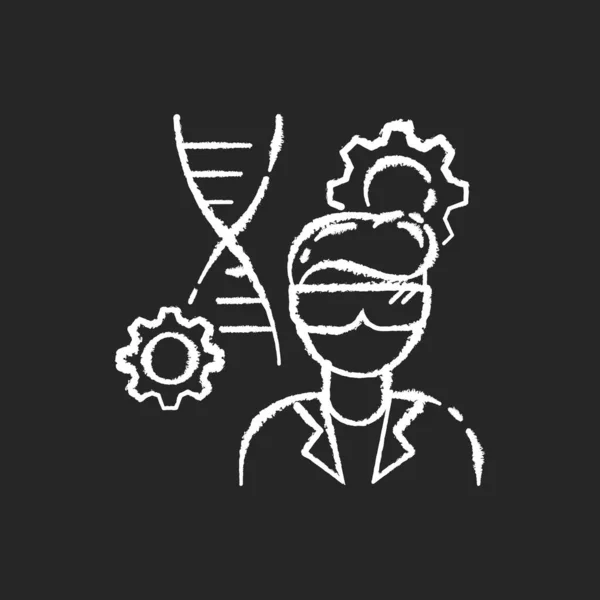 Biomedical Engineer Chalk White Icon Black Background Biotechnology Field Specialist — Stock Photo, Image