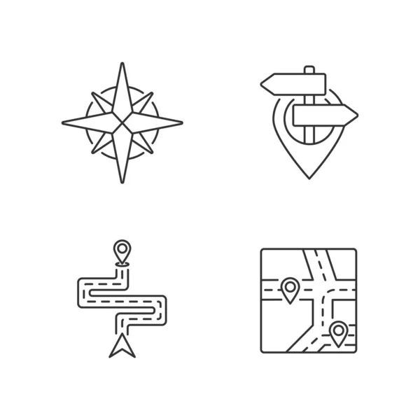 Piksele Nawigacyjne Idealny Zestaw Ikon Liniowych Możliwość Konfigurowania Symboli Cienkiej — Zdjęcie stockowe