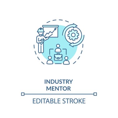 Sektör danışmanı konsepti ikonu. Profesyonel akıl hocalığı ve rehberlik dersi fikri ince çizgi çizimi. İşletme, eğitim dersleri. izole edilmiş RGB renk çizimi. Düzenlenebilir vuruş