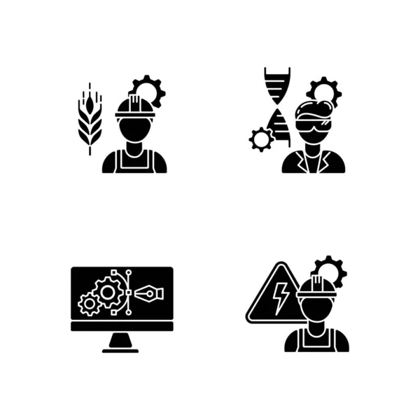 Engineering Career Type Black Glyph Icons Set White Space Agricultural — Photo