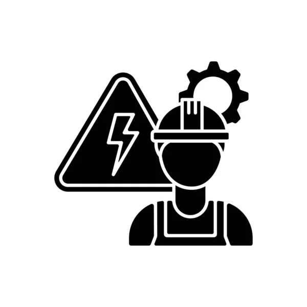 Ikona Černého Glyfu Elektroinženýra Technický Pracovník Pro Údržbu Strojního Zařízení — Stock fotografie