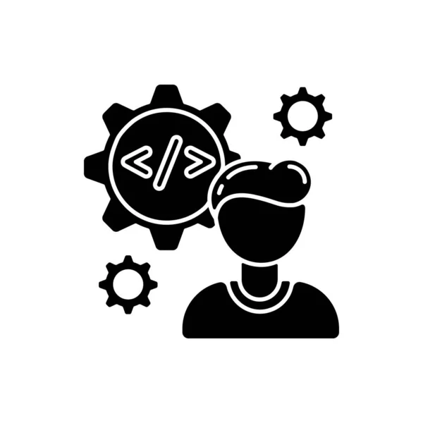 Software Engineer Black Glyph Icon Programmer Work Responsive Algorithm Coder — Stock Photo, Image