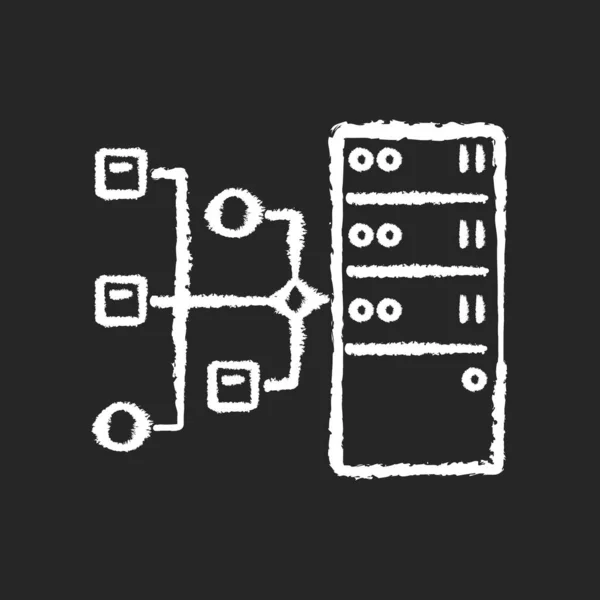 黑色背景上的资源服务器粉笔白色图标 — 图库矢量图片