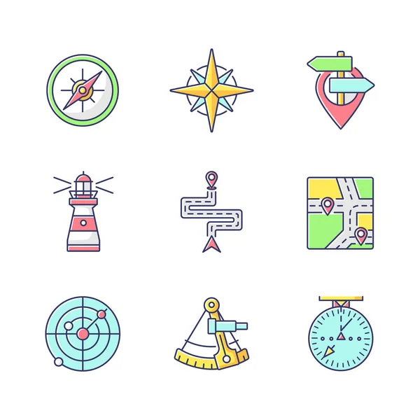 Navigation RGB color icons set — Stock Vector