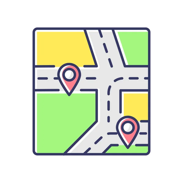 GPS-Karte RGB-Farbsymbol — Stockvektor