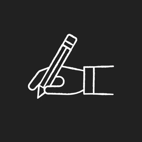 Copiar tiza escritor icono blanco sobre fondo negro — Vector de stock