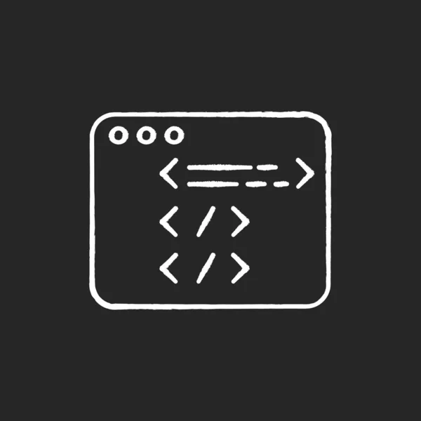 Sviluppo sito web gesso icona bianca su sfondo nero — Vettoriale Stock