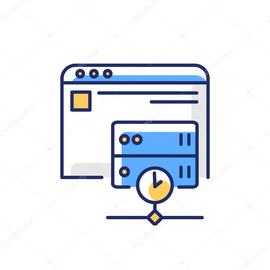 Caching RGB color icon. Modern internet technology for user convenience. Storing old website requests, browsing history database. Isolated vector illustration