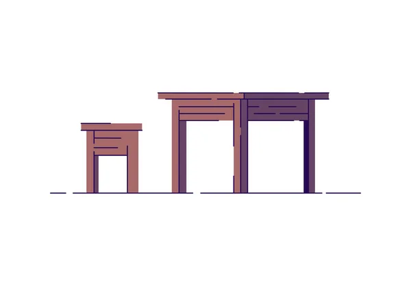 Wooden dining furniture semi flat RGB color vector illustration — Stock Vector