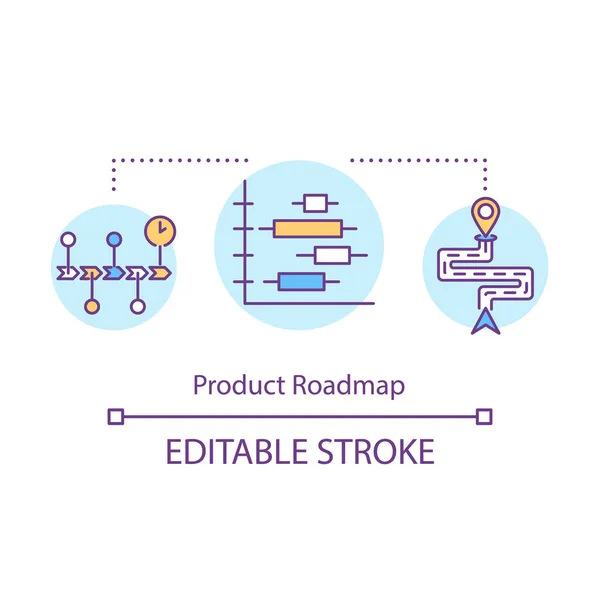 Ikona Koncepcji Mapy Drogowej Produktów Kierunek Rozwoju Biznesu Planowanie Finansowe — Wektor stockowy