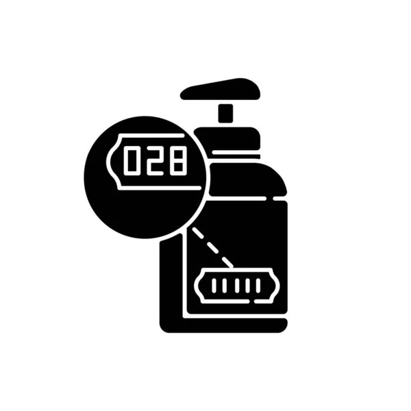 批号为黑色字形图标 生产Id 制造工艺轮廓符号白色的空间 用条形码标注产品 带序列号矢量隔离说明的气缸 — 图库矢量图片