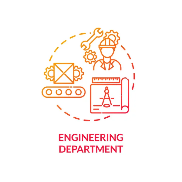 Departamento Ingeniería Icono Concepto Gradiente Rojo Producción Técnica Servicio Profesional — Archivo Imágenes Vectoriales