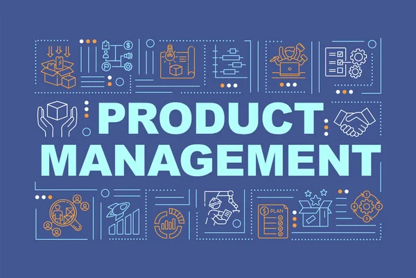 Productontwikkeling Woord Concepten Banner Management Marketing Strategie Infographics Met Lineaire — Stockvector