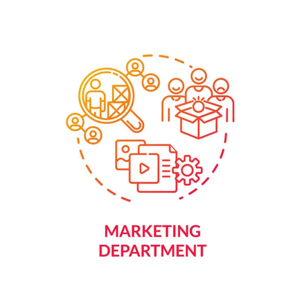 Departamento Marketing Icono Concepto Gradiente Rojo Plan Comercial Datos Financieros — Vector de stock