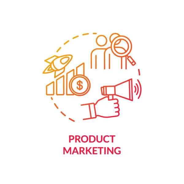 产品销售红色梯度概念图标 商业推广 为目标受众做广告 产品管理理念细线说明 矢量隔离轮廓Rgb彩绘 — 图库矢量图片