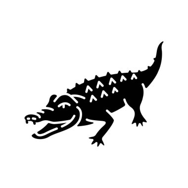 Alligator black glyph icon. Exotic wildlife, dangerous carnivore animal, aquatic predator. Zoo inhabitant silhouette symbol on white space. Large reptile, crocodile vector isolated illustration vector Alligator black glyph icon. Exotic wildlife, dangerous carnivore animal, aquatic predator. Zoo inhabitant silhouette symbol on white space. Large reptile, crocodile vector isolated illustration vector