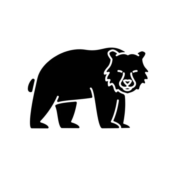 Brauner Bär Schwarzes Glyphen Symbol Großes Raubtier Gefährliches Waldtier Waldbewohner — Stockvektor