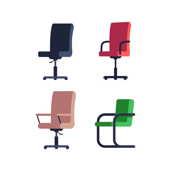 Chaises Bureau Colorées Semi Plat Couleur Rvb Vecteur Illustration Ensemble — Image vectorielle