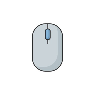 Bilgisayar faresi RGB renk simgesi. Kaydırmak için tıklayın. İnternete göz atın. Taşınabilir alet. Bilgisayarla çalışmak için elektronik cihaz. Laptop için optik teknoloji. İzole vektör illüstrasyonu