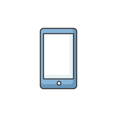 Cep telefonu RGB renk simgesi. Akıllı telefon görüntüsü. Taşınabilir alet. Elektronik cihaz. Cep telefonu ekranı. Kablosuz bağlantı. Ağ ve iletişim. Modern teknoloji. İzole vektör illüstrasyonu