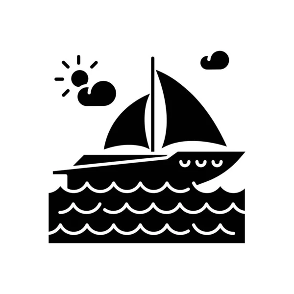 Yachting Zwarte Glyph Pictogram Luxe Recreatie Nautisch Toerisme Zeilen Sport — Stockvector