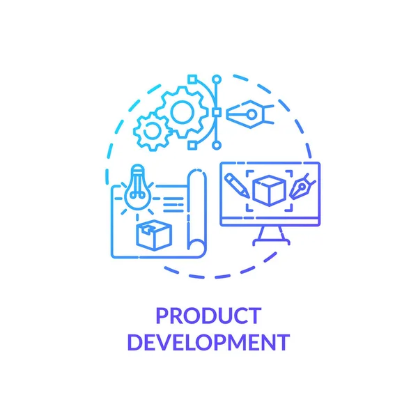 Desarrollo Producto Icono Concepto Gradiente Azul Innovación Implementación Tecnológica Dispositivo — Archivo Imágenes Vectoriales