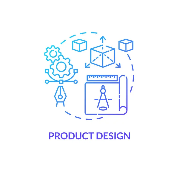 Diseño Del Producto Icono Concepto Gradiente Azul Modelado Mercancías Implementación — Archivo Imágenes Vectoriales