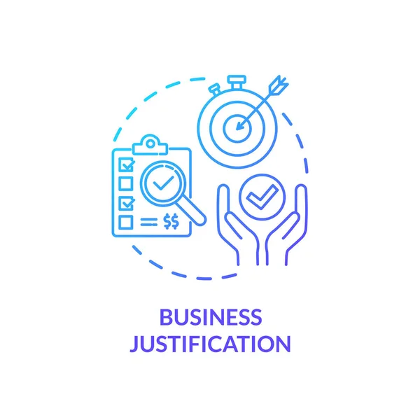 Justificación Comercial Icono Concepto Gradiente Azul Plan Corporativo Desarrollo Meta — Vector de stock