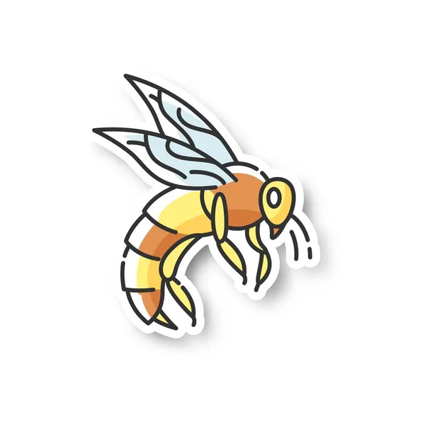 Včelí Náplast Malý Létající Hmyz Bodnutím Včelařství Včelařství Rgb Barevná — Stockový vektor