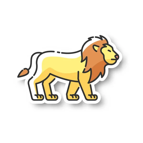 Patch Lion Carnivore Exotique Prédateur Dangereux Habitant Zoo Tropical Safari — Image vectorielle