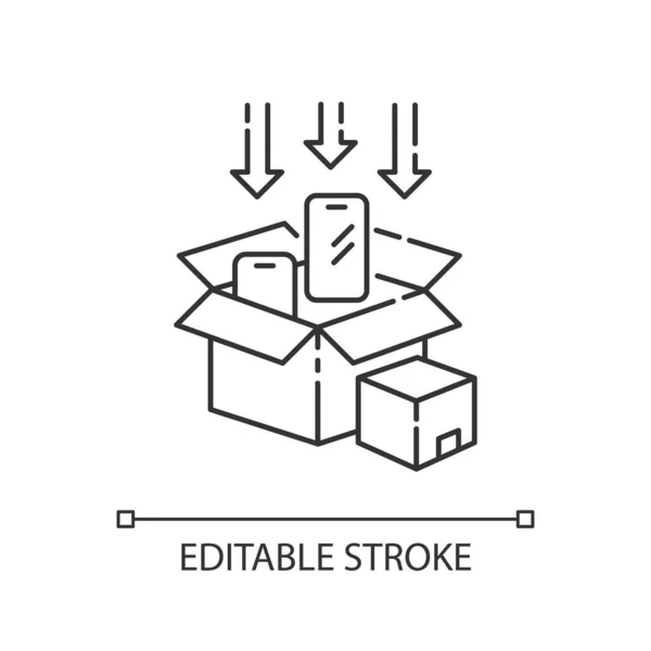 Emballage Pixel Icône Linéaire Parfaite Post Fabrication Emballage Production Ligne — Image vectorielle