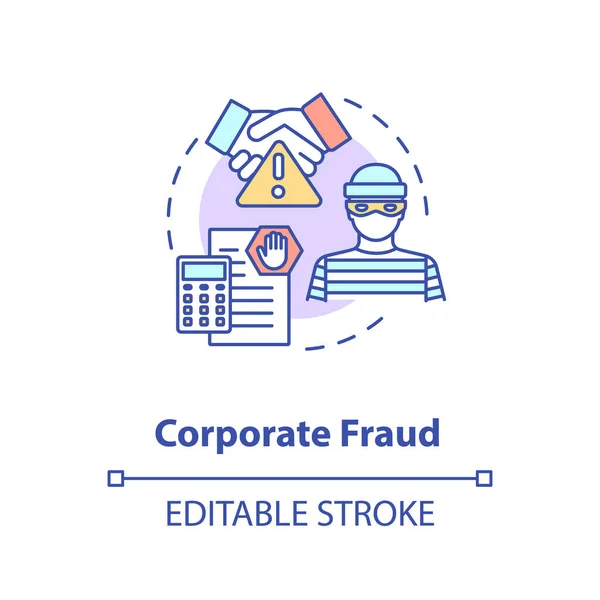 Icono Del Concepto Fraude Corporativo Fraude Empresa Delito Corporativo Común — Vector de stock