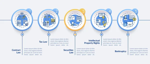 Rechtsanwalt Schlüsselkompetenzen Vektor Infografik Vorlage Karriere Wirtschaftsrecht Gestaltungselemente Der Präsentation — Stockvektor