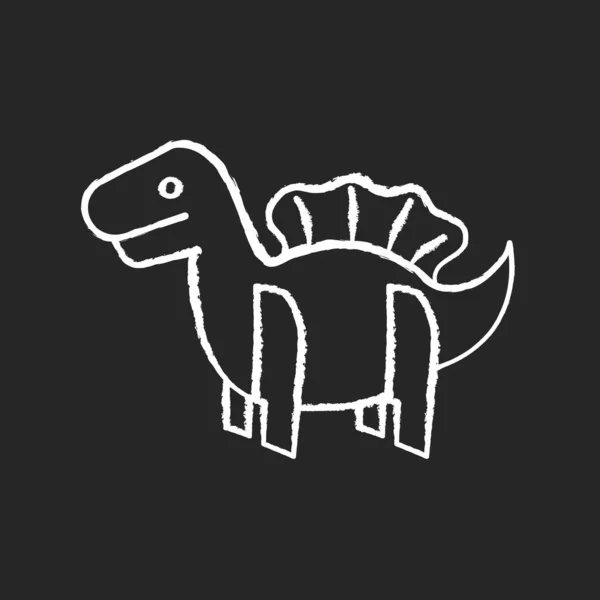 Dinosaurus Puzzle Hračka Křída Bílá Ikona Černém Pozadí Dino Hračka — Stockový vektor